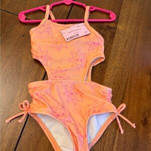 Orange Sun Print Swimsuit